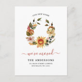 Carte Postale Faire-part Rustique Nous avons déplacé Chic Automne Wreath Au (Devant)