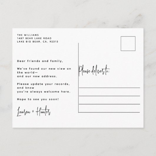 Carte Postale Faire-part Rustique Nous Avons Déplacé Élégant Aquarelle Bota (Dos)