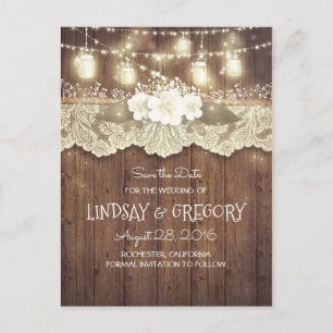 Carte Postale Faire-part rustique pays grange mariage enregistrer la date