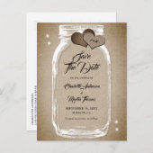 Carte Postale Faire-part Rustique Pays Mason Jar Mariage Enregistrer La Dat (Devant / Derrière)