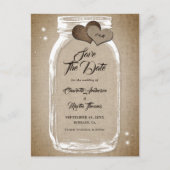Carte Postale Faire-part Rustique Pays Mason Jar Mariage Enregistrer La Dat (Devant)