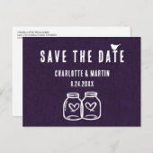 Carte Postale Faire-part Rustique Purple Burlap Mariage Enregistrer La Date (Devant / Derrière)