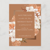 Carte Postale Faire-part Rustique Terracotta Boho Pampas Orchidées Mariage (Devant)