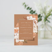 Carte Postale Faire-part Rustique Terracotta Boho Pampas Orchidées Mariage (Debout devant)