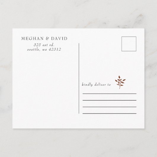 Carte Postale Faire-part Rustique Terracotta Botanique Simple Enregistrer L (Dos)