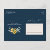 Carte Postale Faire-part Rustique Tournesol Eucalyptus Mariage Enregistrer  (Dos)