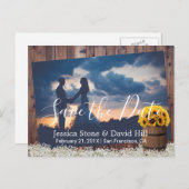 Carte Postale Faire-part Rustique Tournesol Vin Baril Mariage Enregistrer l (Devant / Derrière)