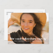 Carte Postale Faire-part Sa prochaine aventure attend moderne photo remise (Devant / Derrière)