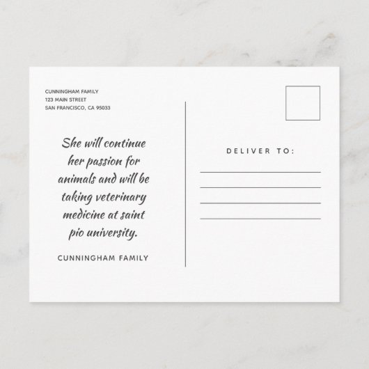 Carte Postale Faire-part Sa prochaine aventure attend moderne photo remise (Dos)