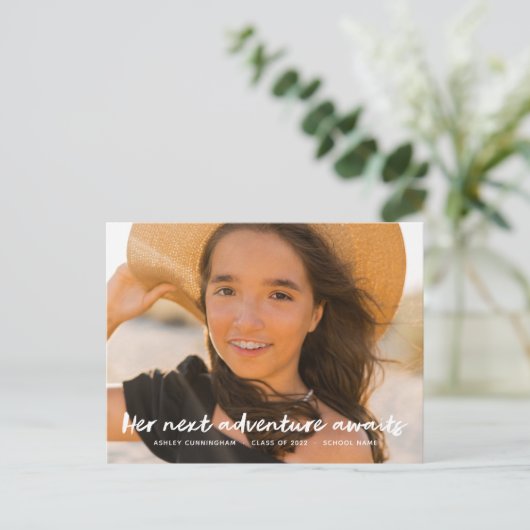 Carte Postale Faire-part Sa prochaine aventure attend moderne photo remise (Debout devant)