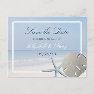 Carte Postale Faire-part Sable Dollar et Starfish Beach Économisez la date