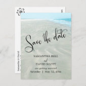 Carte Postale Faire-part Sable ondulé Eau aqua Plage moderne Enregistrez la (Devant / Derrière)