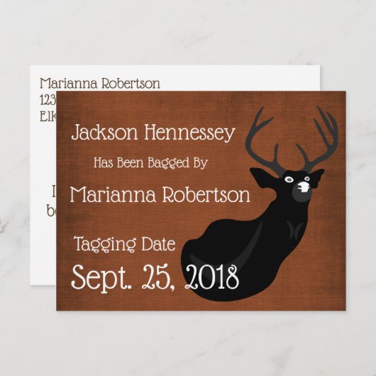 Carte Postale Faire-part Sacré Cerf Drôle Enregistrer la Date (Devant / Derrière)