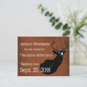 Carte Postale Faire-part Sacré Cerf Drôle Enregistrer la Date (Debout devant)