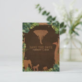 Carte Postale Faire-part Safari Brown Jungle Zoo Animaux Enregistrer la dat (Debout devant)
