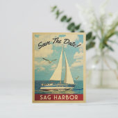 Carte Postale Faire-part Sag Harbour Enregistrer La Date Voilier Nautique (Debout devant)
