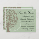 Carte Postale Faire-part Sage Green, Eco Tree Brown stylisé Enregistrer la  (Devant / Derrière)
