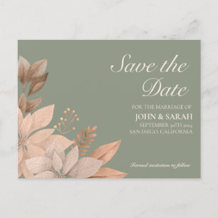 Carte Postale Faire-part Sage Green Floral Wedding Enregistrer la date Cart