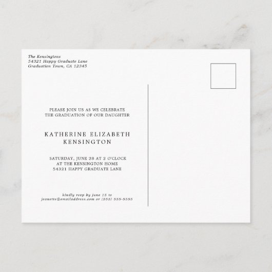 Carte Postale Faire-part Sage Green Gold Arch 3 Photo Graduation (Dos)