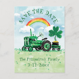 Carte Postale Faire-part Saint Patrick's Day Vintage Tracteur Enregistrer l