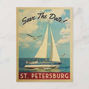Carte Postale Faire-part Saint-Pétersbourg Enregistrer La Date Voilier Naut