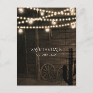 Carte Postale Faire-part Salon Western Ancien Mariage Rustique Enregistrer