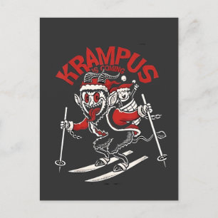 Carte Postale Faire-part Salut de Noël de Krampus, Diable de Noël