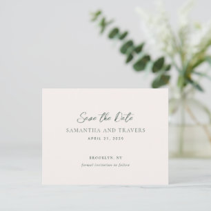 Carte Postale Faire-part Samantha Forêt Vert traditionnel Mariage élégant