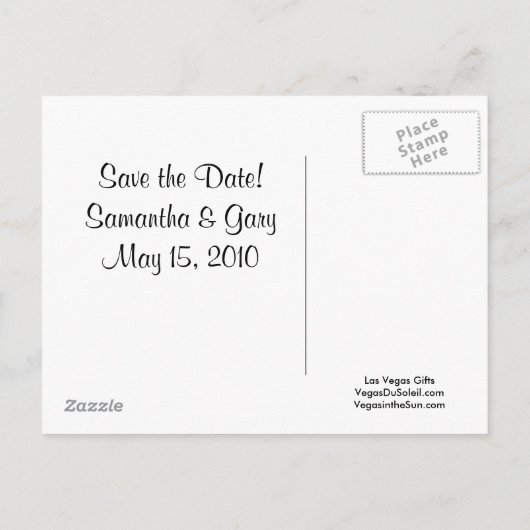 Carte Postale Faire-part Samantha & Gary 2010 Mariage à Las Vegas (Dos)