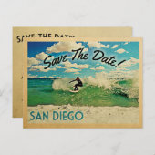 Carte Postale Faire-part San Diego Enregistrez la date Californie Surf (Devant / Derrière)