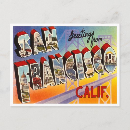Carte Postale Faire-part San Francisco vintage (Devant)