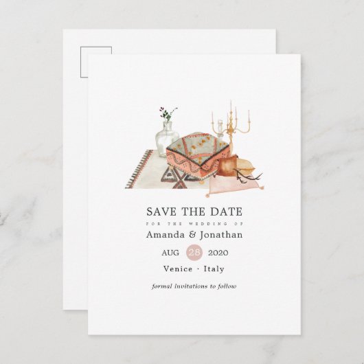 Carte Postale Faire-part Sanctuaire d'automne Mariage de Bohême Enregistrer (Devant / Derrière)