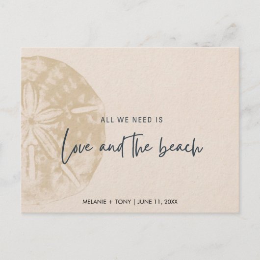 Carte Postale Faire-part Sand Dollar Beach Wedding Enregistrer la date (Devant)