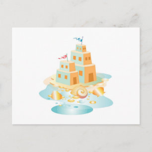 Carte Postale Faire-part Sandcastle Beach Mariage Thème Enregistrer Les Car
