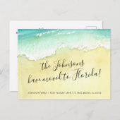 Carte Postale Faire-part Sandy Beach Ocean Waves Déménagé en Floride (Devant / Derrière)