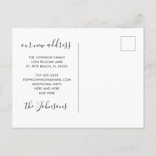 Carte Postale Faire-part Sandy Beach Ocean Waves Déménagé en Floride (Dos)