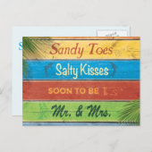Carte Postale Faire-part Sandy Toes Salty Kisses Enregistrez la Date (Devant / Derrière)