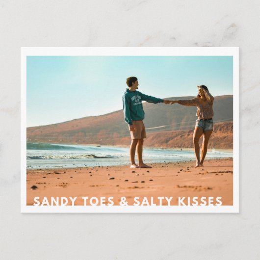 Carte Postale Faire-part Sandy Toes Salty Kisses Photo Plage Enregistrer la (Devant)