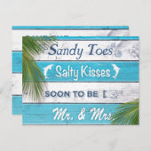 Carte Postale Faire-part Sandy Toes Turquoise Salty Kisses Enregistrer la d (Devant / Derrière)