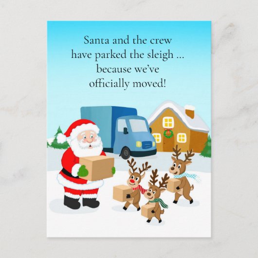 Carte Postale Faire-part Santa and Reindeer We've Move Announcement  (Devant)