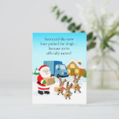 Carte Postale Faire-part Santa and Reindeer We've Move Announcement  (Debout devant)