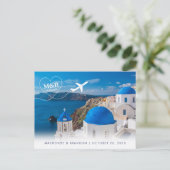 Carte Postale Faire-part Santorin Grèce Destination Mariage Enregistrer la  (Debout devant)