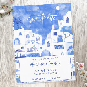 Carte Postale Faire-part Santorini Enregistrer La Date
