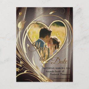 Carte Postale Faire-part Satin Brown et fleur d'ivoire splendeur