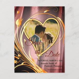 Carte Postale Faire-part Satin Cuivre/Brass & Fleur Graphique