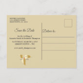 Carte Postale Faire-part Satin marron et fleurs d'ivoire splendide (Dos)