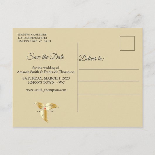 Carte Postale Faire-part Satin marron et fleurs d'ivoire splendide (Dos)