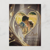 Carte Postale Faire-part Satin marron et fleurs d'ivoire splendide (Devant)