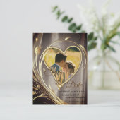 Carte Postale Faire-part Satin marron et fleurs d'ivoire splendide (Debout devant)