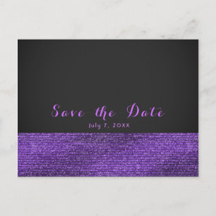 Carte Postale Faire-part Sauvegarde de date moderne paillettes gris violet 